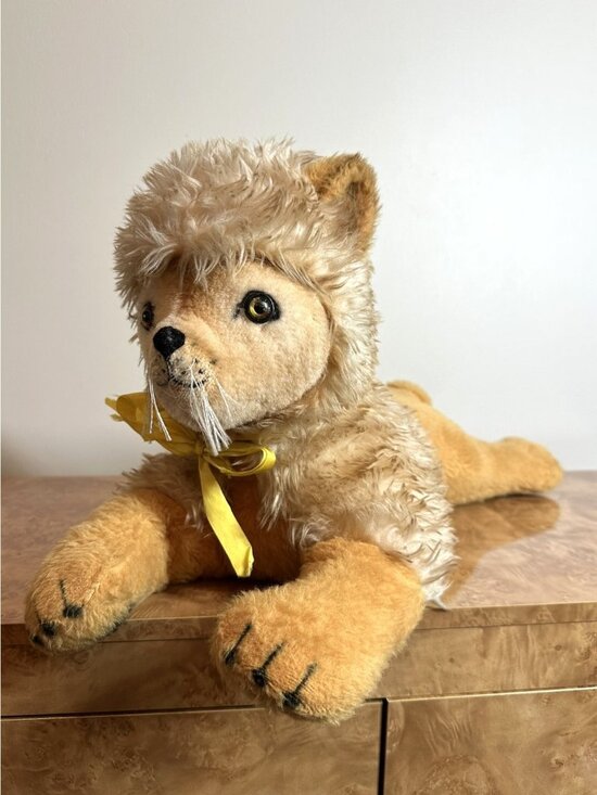 Unbranded Other - Vintage 1960s Plush Lion Stuffed Animal Glass Eyes Long Legs 24" MCM
